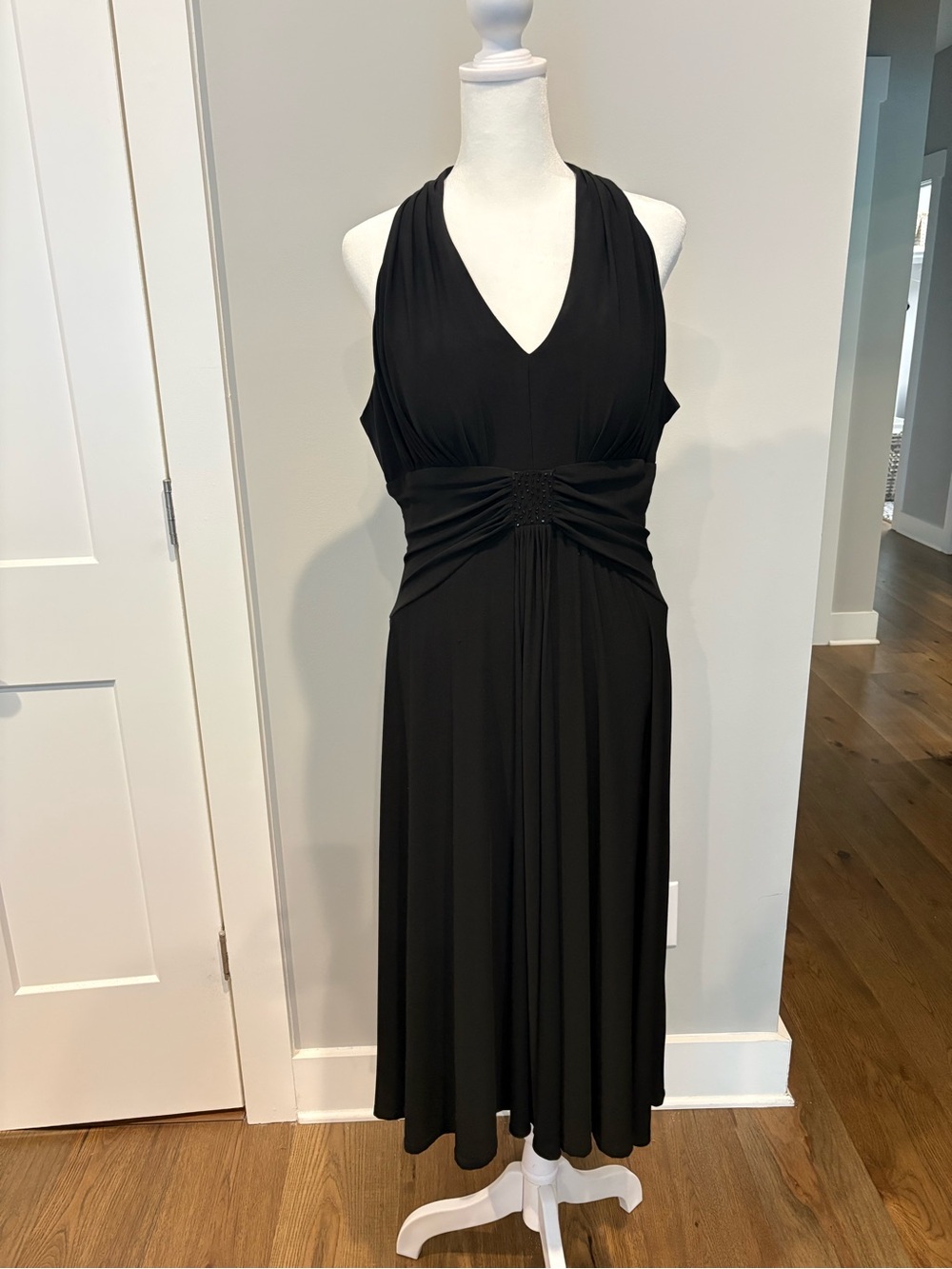 dressbarn Black Halter Empire Waist Midi Dress